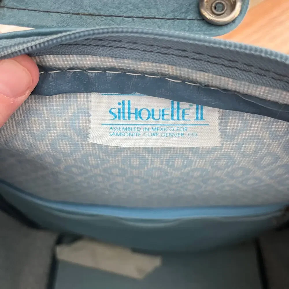 Vintage Retro Samsonite Luggage Carry on Bag Blue Vinyl